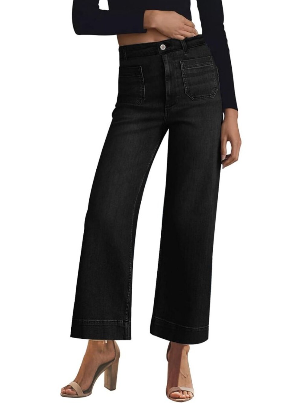 High-Waisted Wide Leg Jeans for Women | Stretchy Denim Pants with Pockets